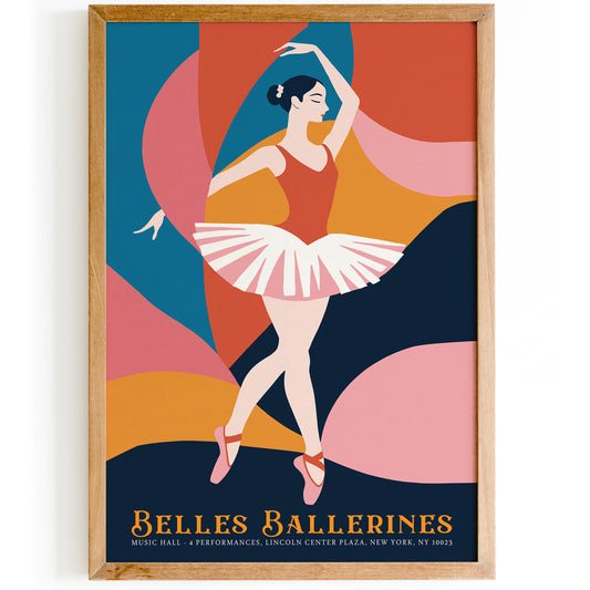 Colorful Ballerina Art Print for Kids Room Decor