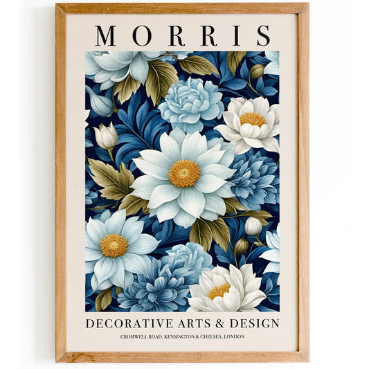 Morris Floral Blue Bathroom Wall Art