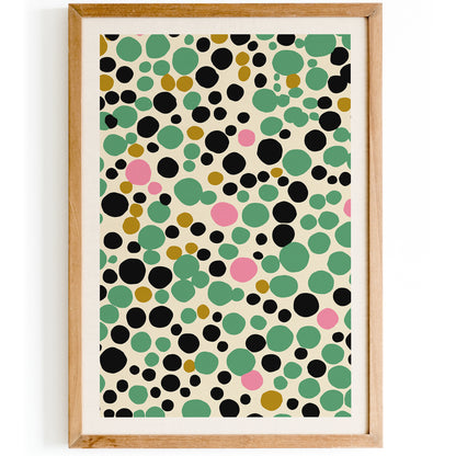 Green Dots Spots Abstract Wall Art