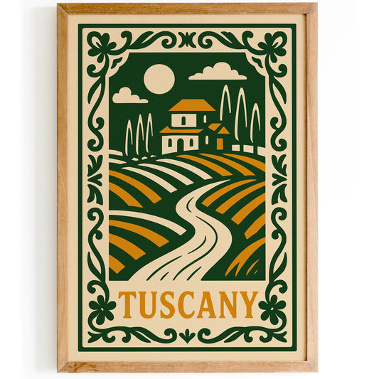 Tuscany Rococo Style Landscape Travel Poster