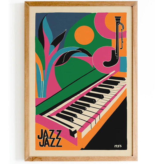 Vintage Jazz Music Colorful Art Print - HypeSheriff