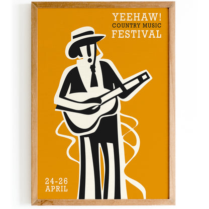 Country Music Festival Yellow Poster