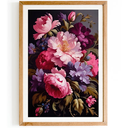 Purple Victorian Floral Wall Art Print