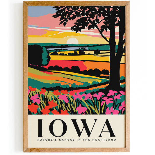 Iowa Colorful Landscape Travel Poster