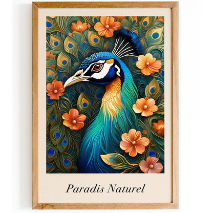 Paradis Naturel Peacock Floral Poster