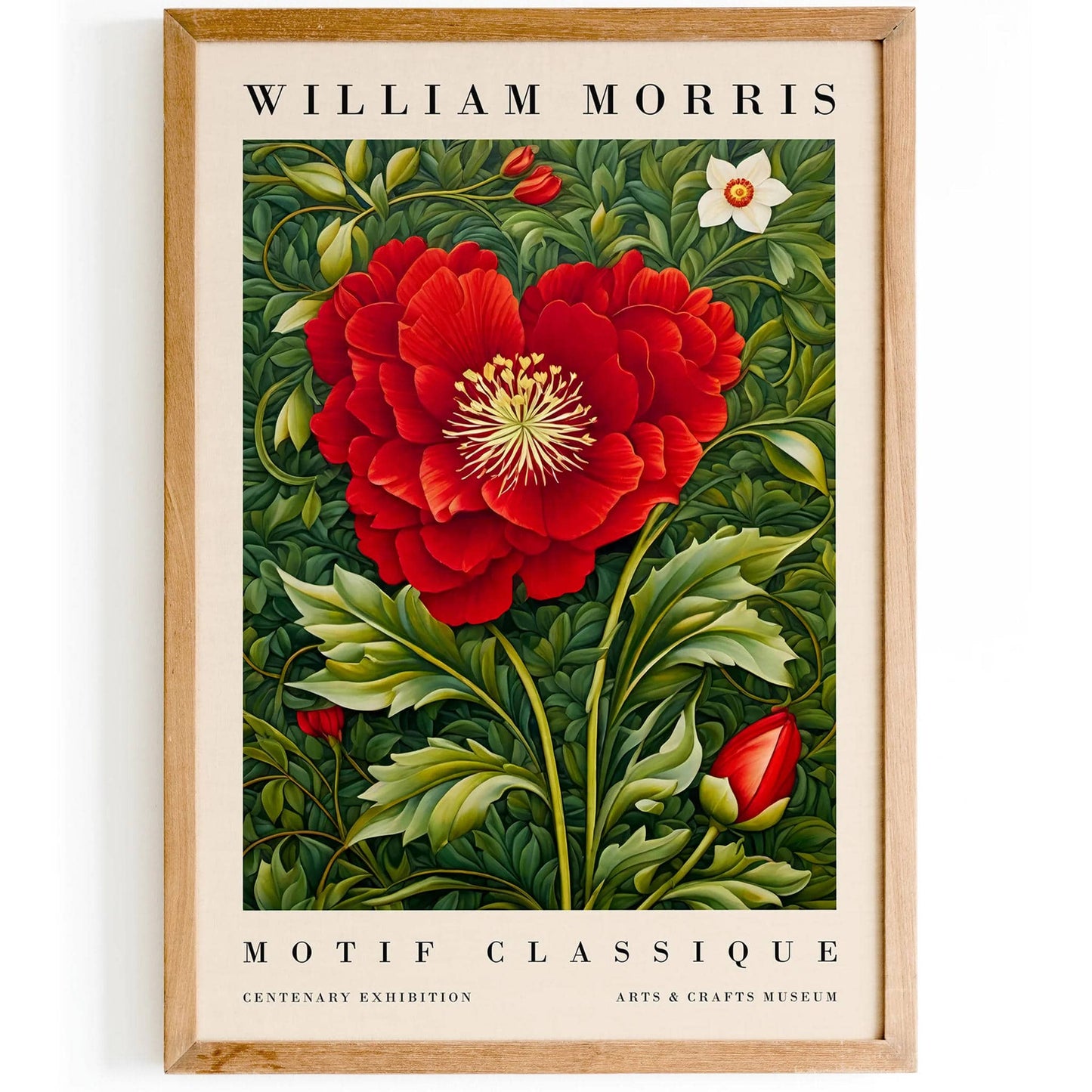 William Morris Inspired Red Flower Print
