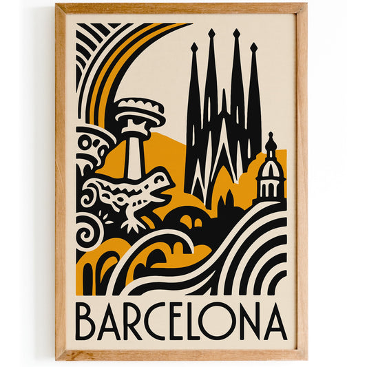 Barcelona Cityscape Modern Poster