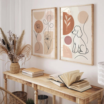 Aesthetic Poodle Dog in Neutral Soft Tones Poster