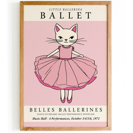 Little Ballerina Pink Cat Poster