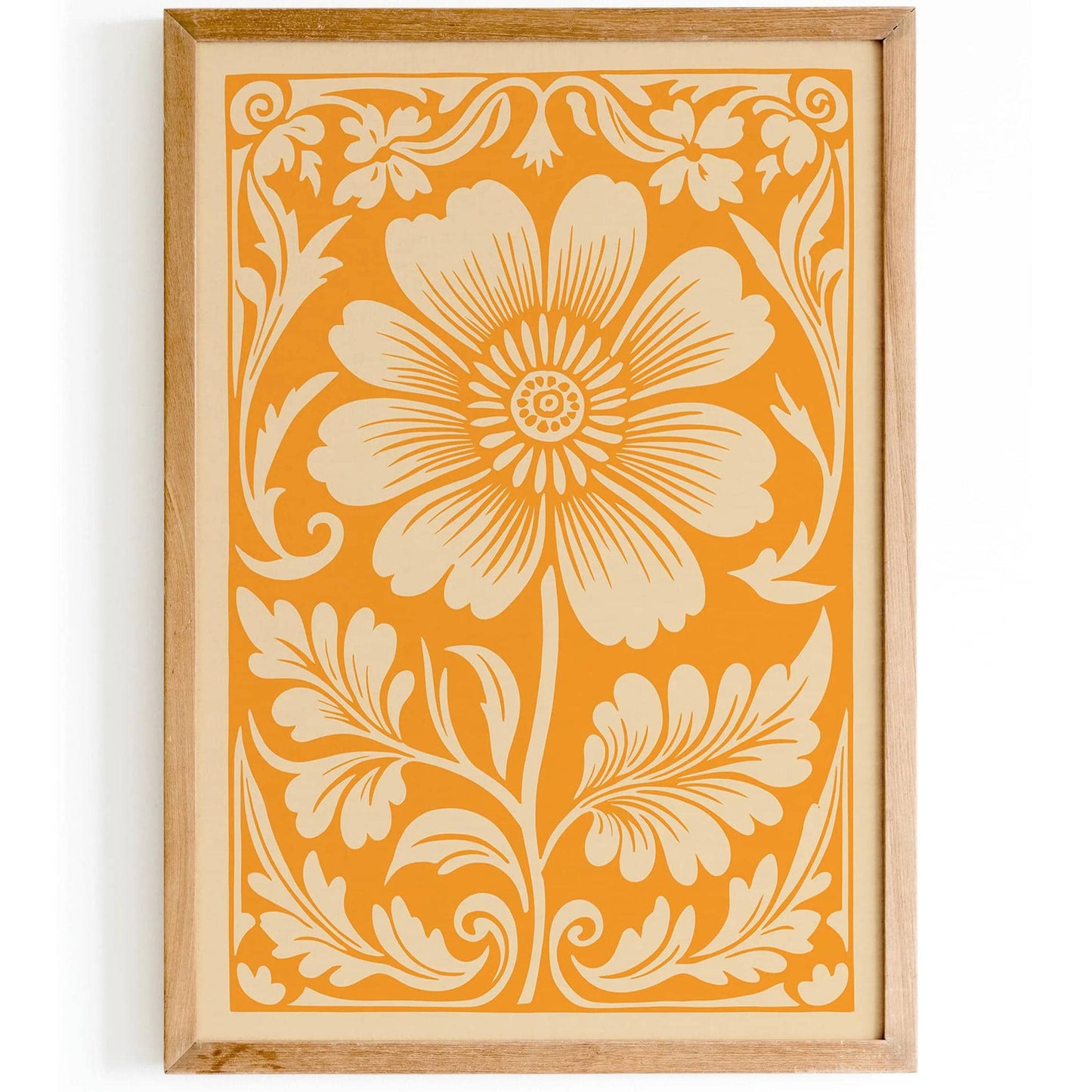 Yellow Rococo Floral Botanical Art Print Poster