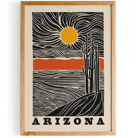 Arizona Linocut Vintage Travel Print