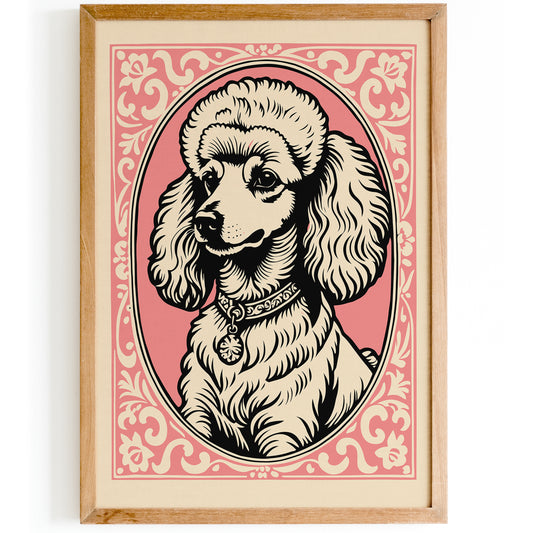 Rococo Style Pink Poodle Dog Poster