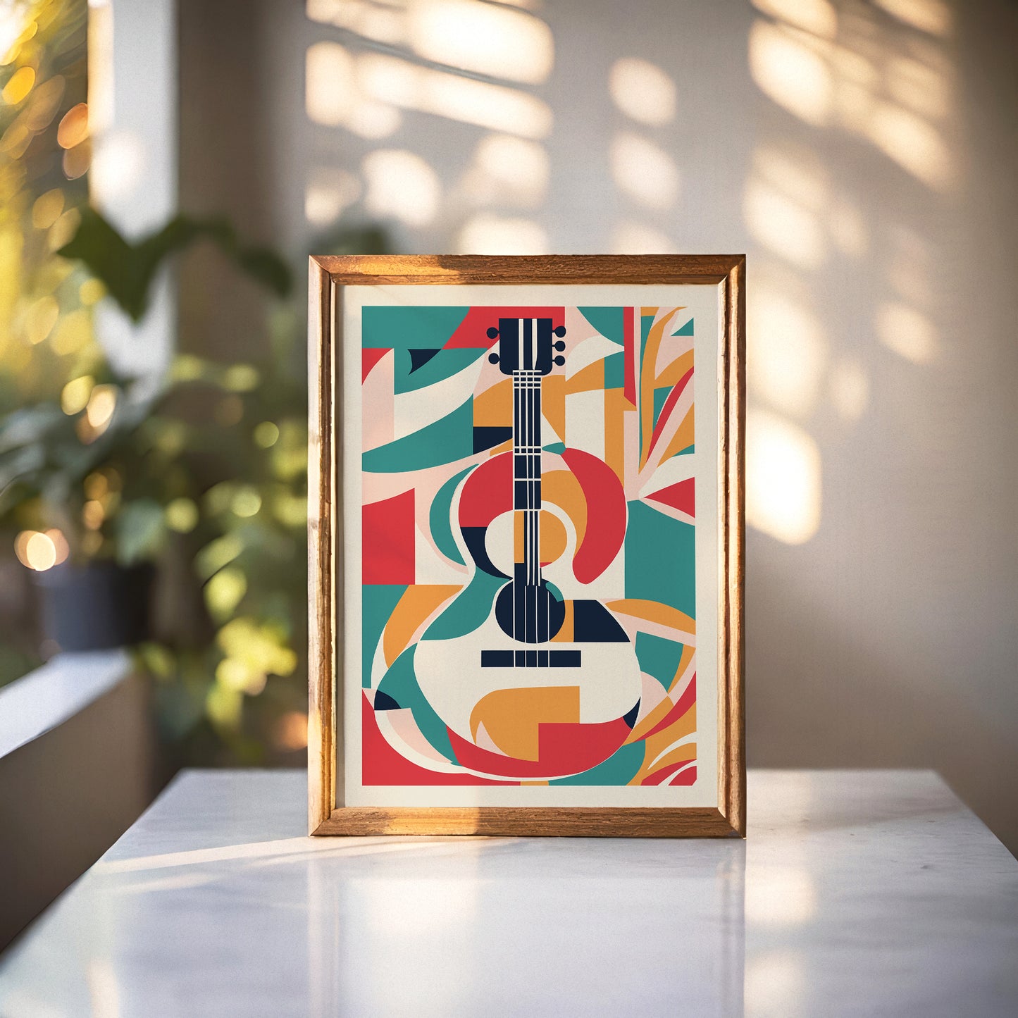 Colorful Geometric Guitar Art Print