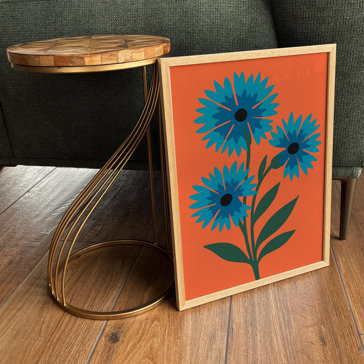 Abstract Cornflower Floral Art Poster