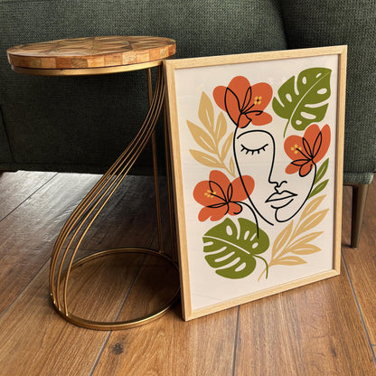 Abstract Line Art Face Floral Poster