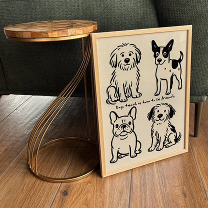 Funny Black Ink Dog Poster - Cute Dogs Wall Art Print
