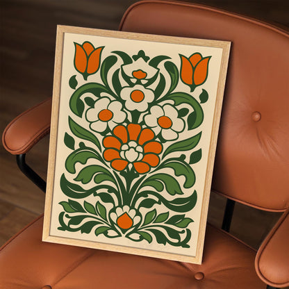 Folk Retro Flowers Print
