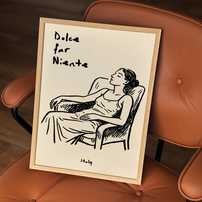 Dolce Far Niente Italy Poster - Sleeping Woman Wall Art Print