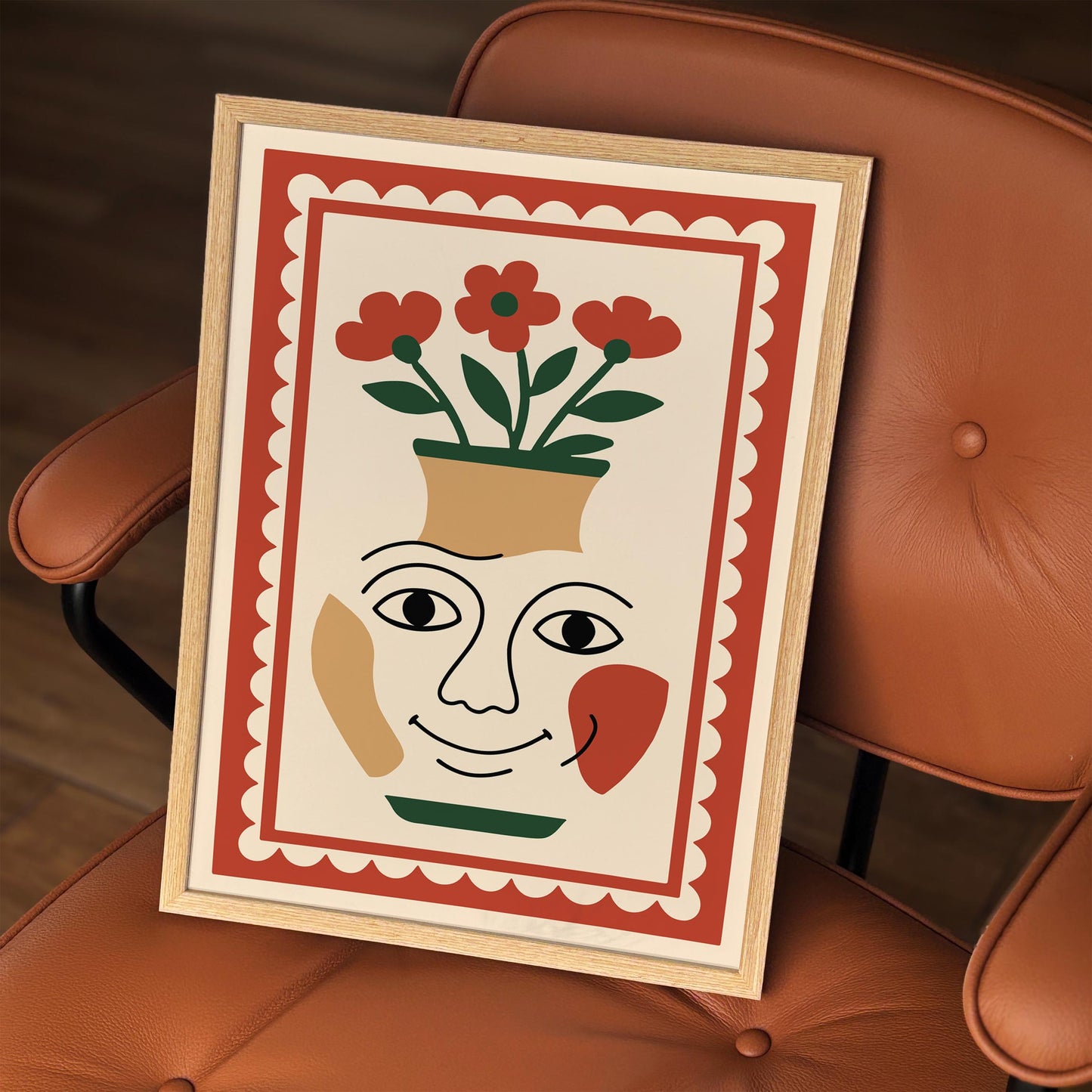 Flower Face Vase Poster - Surreal Floral Wall Art