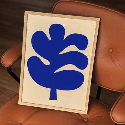 Blue Leaf Wall Art Print