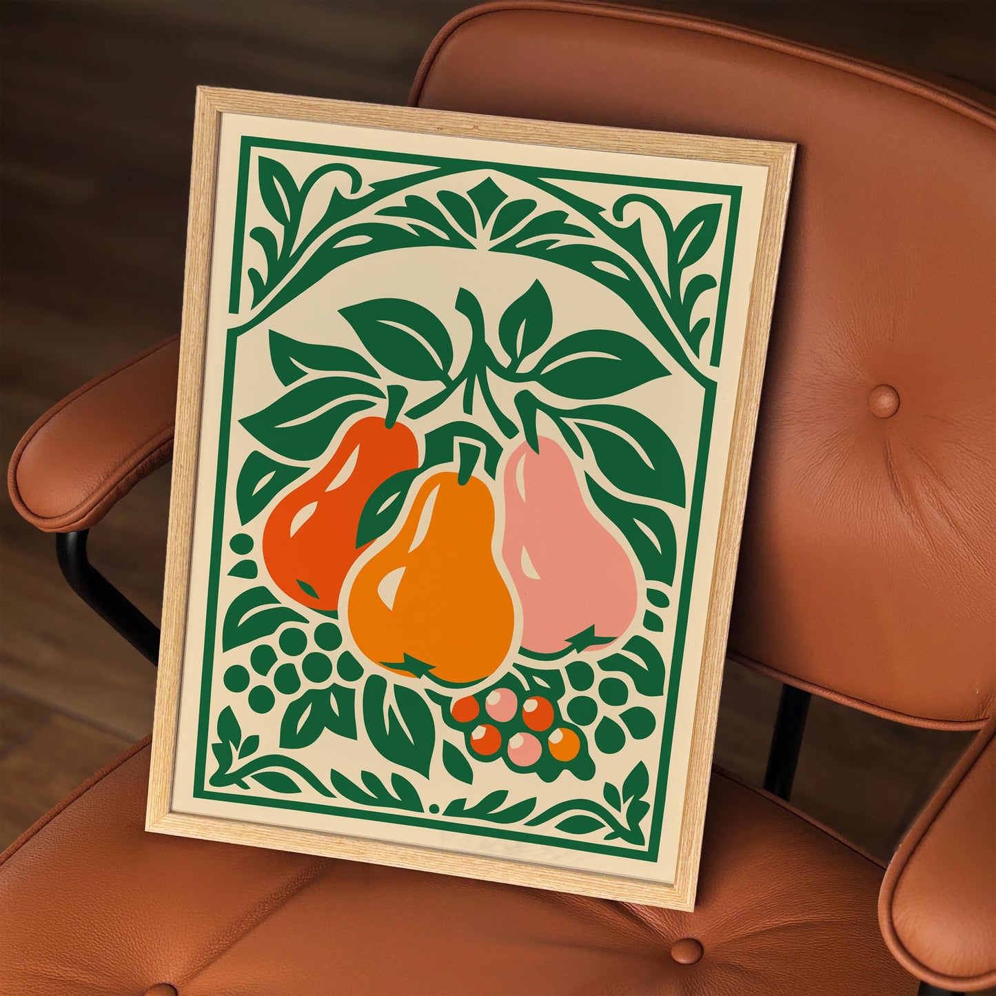 Retro Pear Poster – Colorful Fruit Wall Art