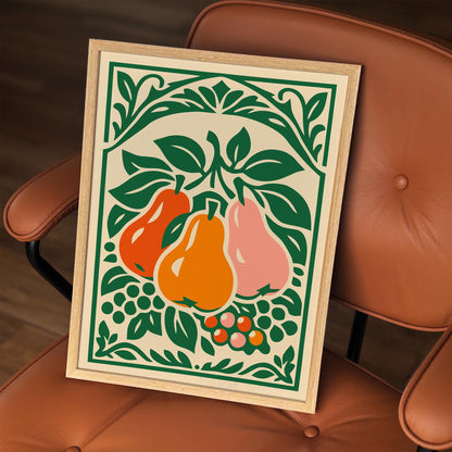 Retro Pear Poster – Colorful Fruit Wall Art