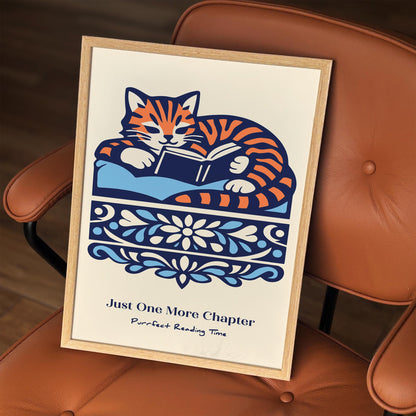 Just One More Chapter Reading Cat Poster