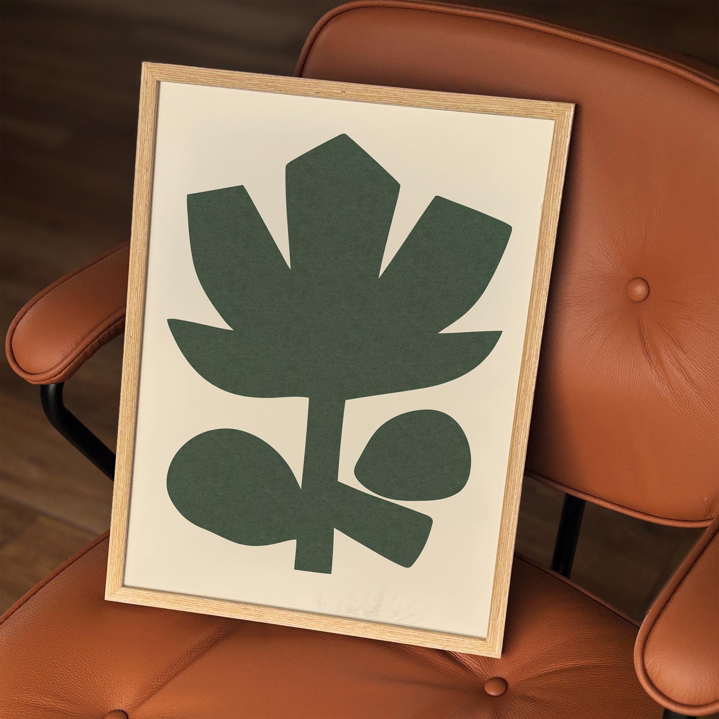 Green Cut Out Abstract Flower Poster