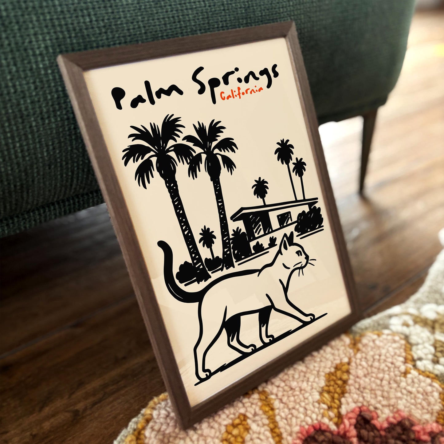 Palm Springs California Poster - Black Ink Style Wall Art