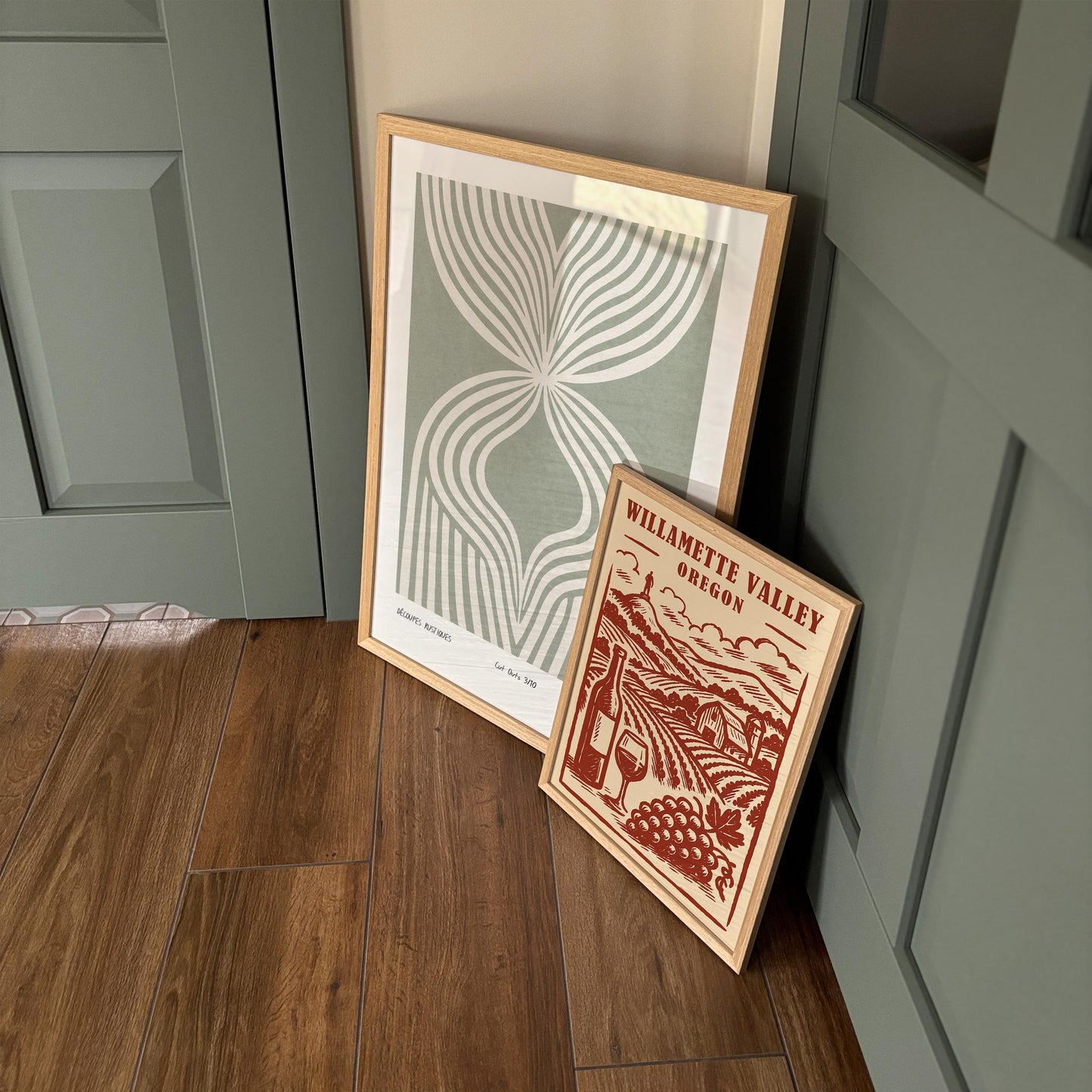 Sage Green Abstract Poster - Modern Cut Outs Print