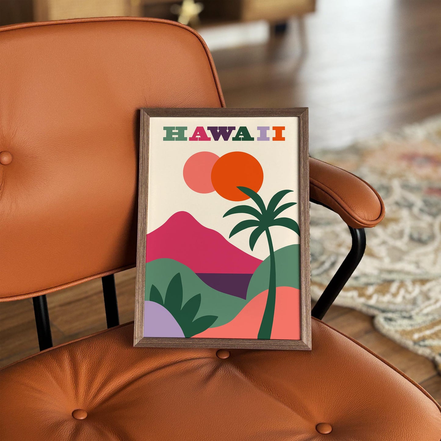 Hawaii Travel Poster - Colorful Abstract Landscape Print