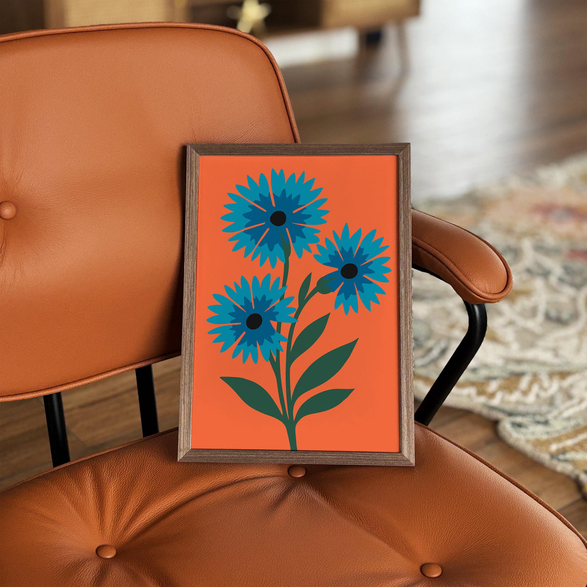 Abstract Cornflower Floral Art Poster