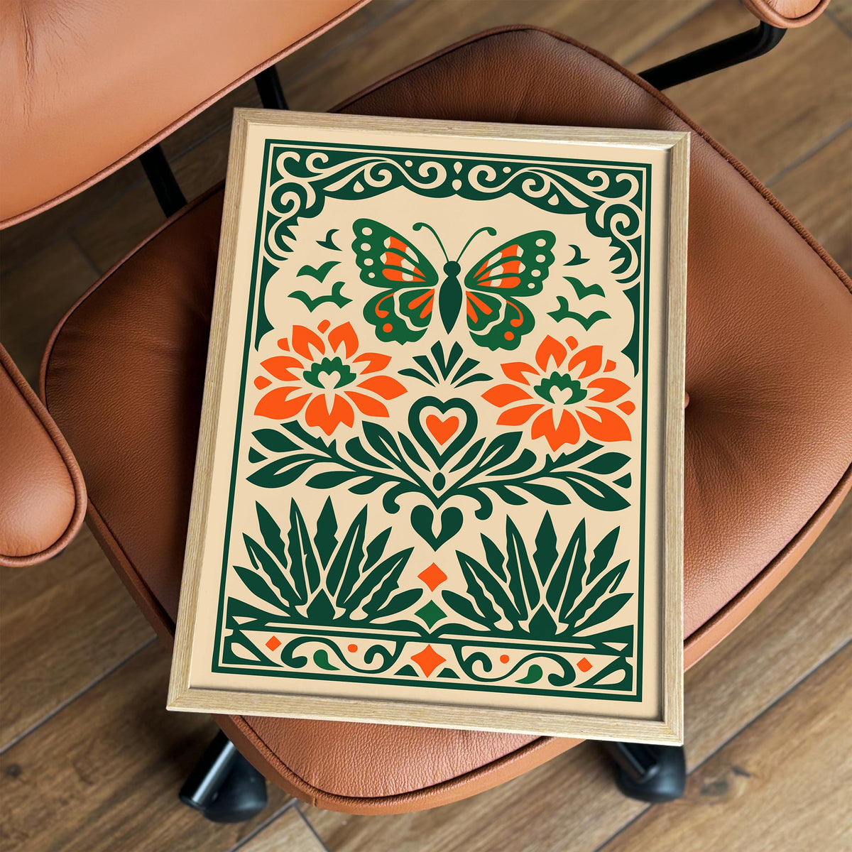 Mexican Boho Butterfly Art Poster