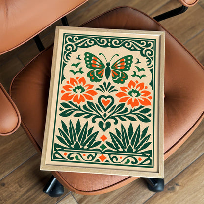 Mexican Boho Butterfly Art Poster