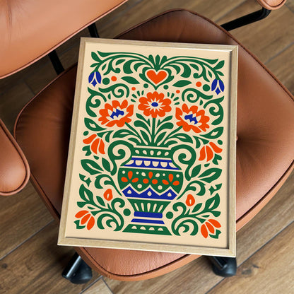 Colorful Cut Paper Flowers in Vase Art Poster