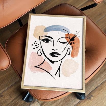 Woman Face Sketch Art Poster