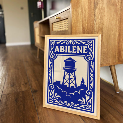Abilene Texas Blue Cityscape Poster