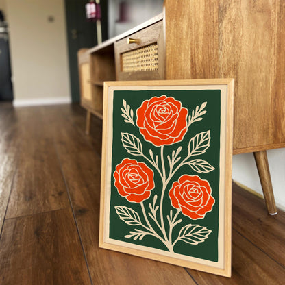 Retro Flower Art Print - Modern Botanical Wall Decor