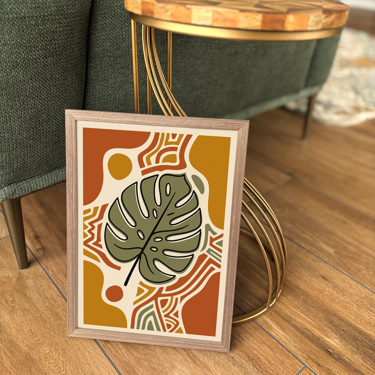 Boho Monstera Leaf Art Poster