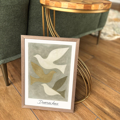 Dance of Doves Poster - Scandinavian Danish Art Print