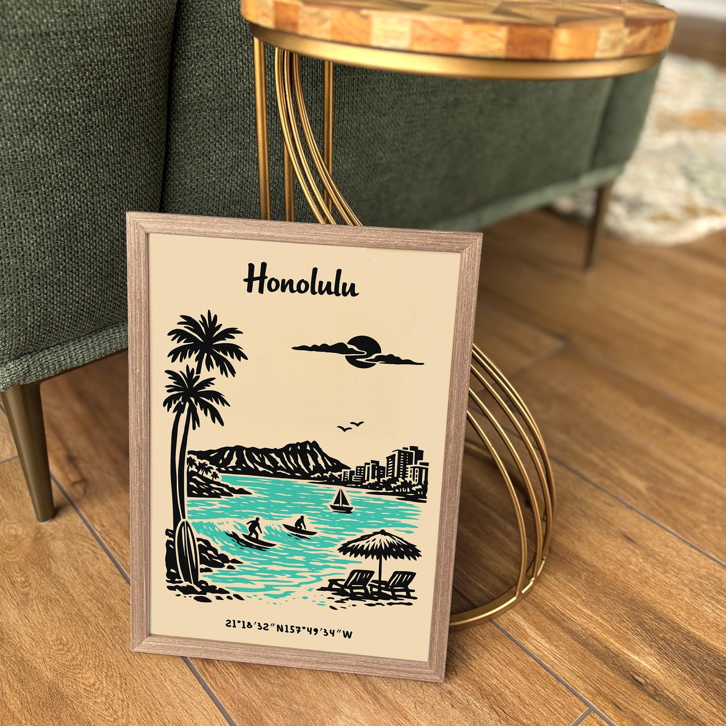 Honolulu Hawaii Poster – Tropical Landscape Wall Art