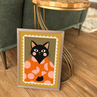 Fancy Black Cat Portrait Poster