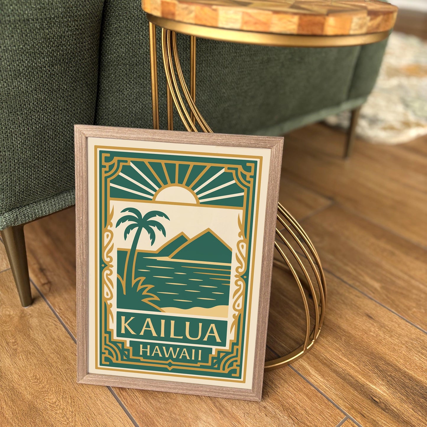 Kailua Hawaii Poster - Art Deco Travel Wall Art