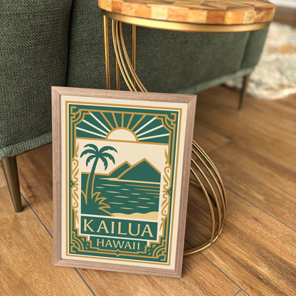 Kailua Hawaii Poster - Art Deco Travel Wall Art