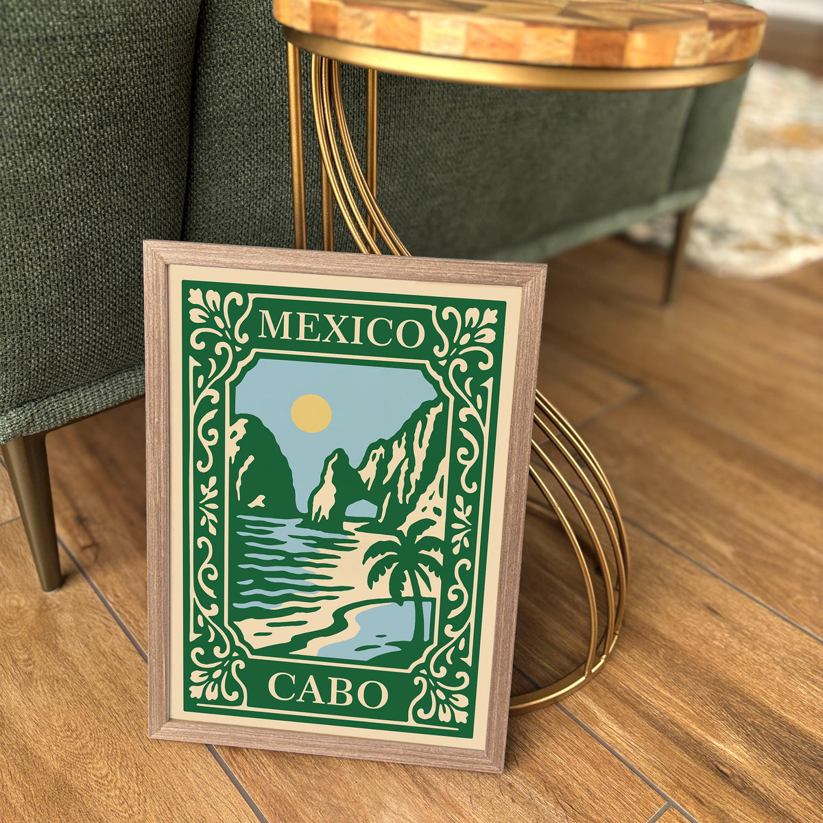 Cabo San Lucas Mexico Green Travel Poster