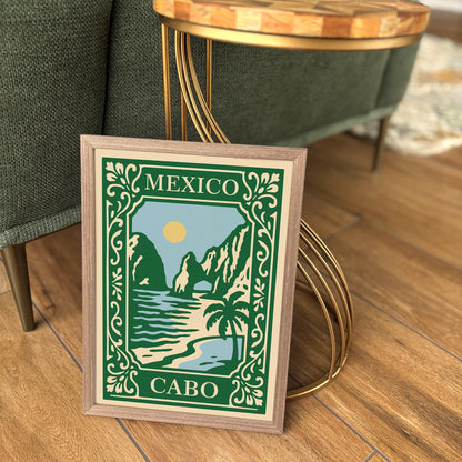 Cabo San Lucas Mexico Green Travel Poster