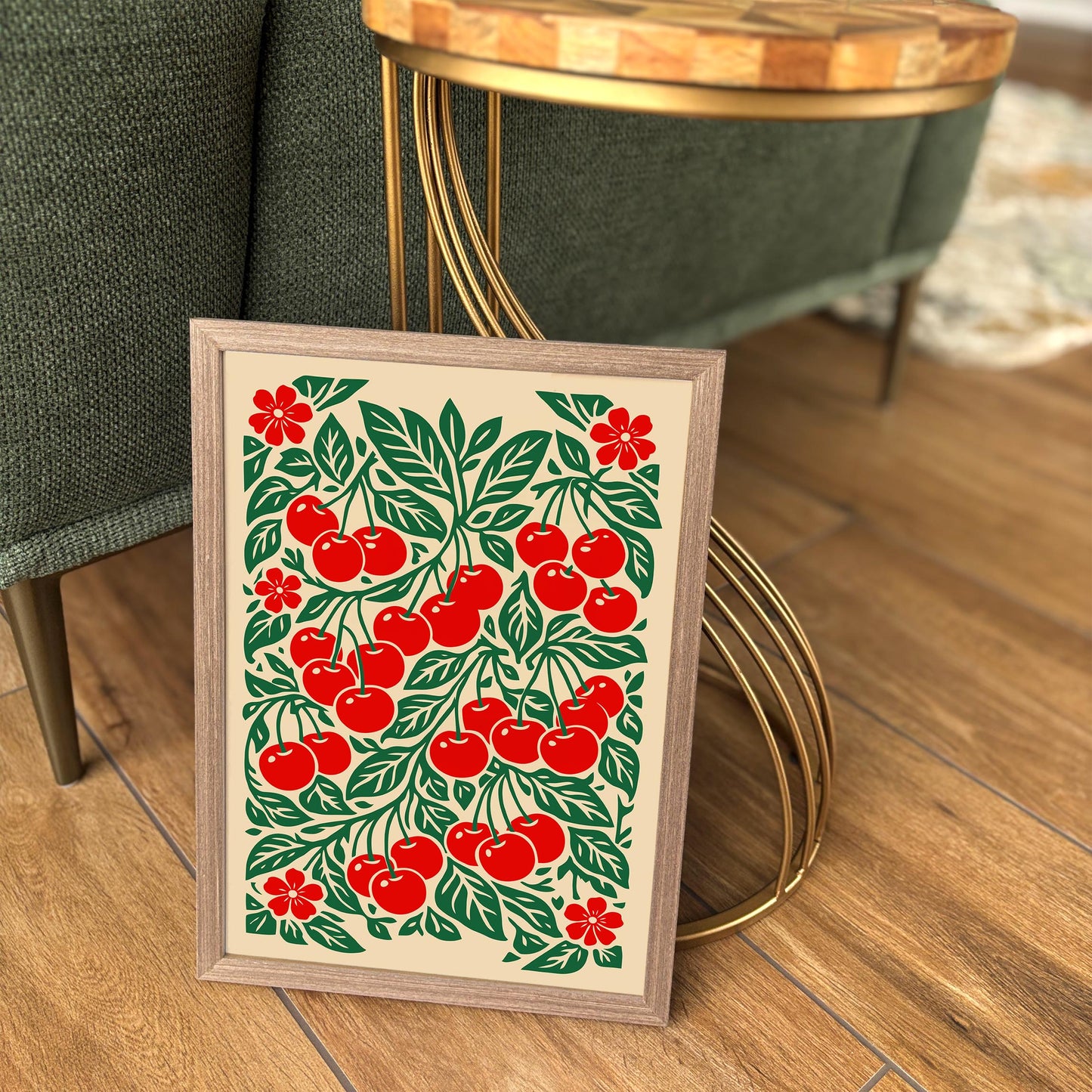 Retro Cherry Poster – Red Cherry Kitchen Wall Art Print