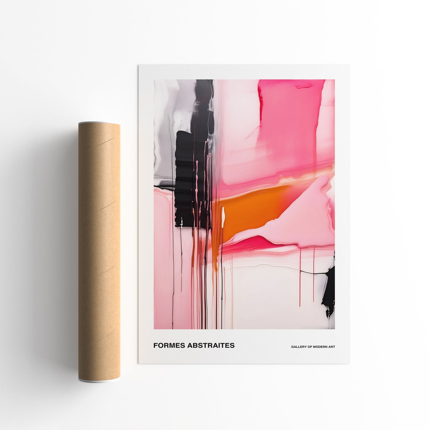 Formes Abstraites: Magenta Abstract Painting Print