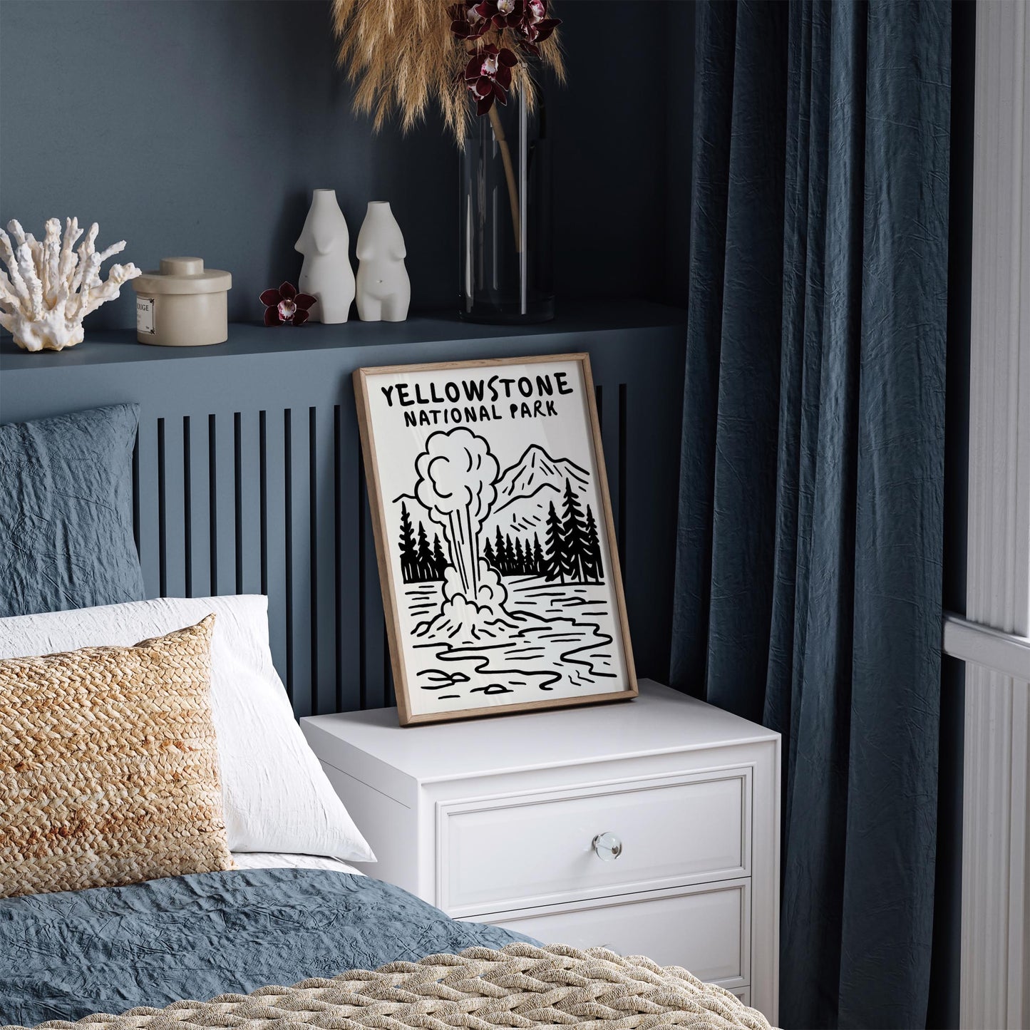 Yellowstone National Park Wall Art - Travel B&W Poster