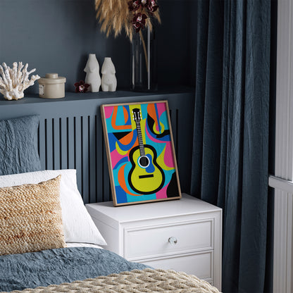 Modern Guitar Colorful Poster